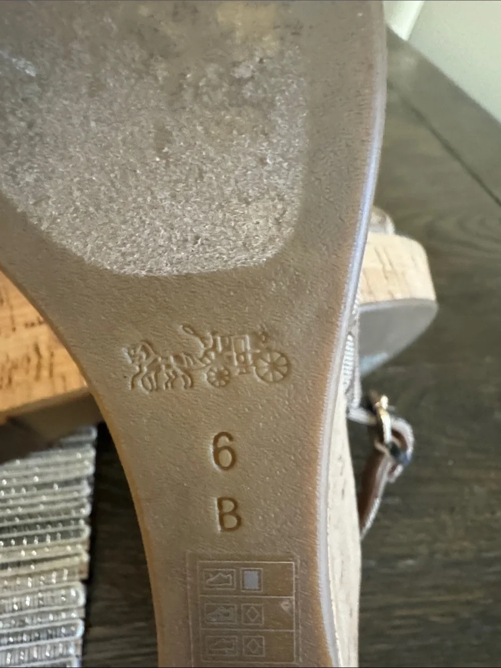 COACH Brown Signature Canvas Peep-Toe Slingback Wedges - Picture 8 of 9